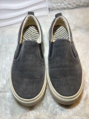 Taos Rubber Soul Grey Wash Canvas Slip On Sneaker Shoes Comfort Neutral Women 8
